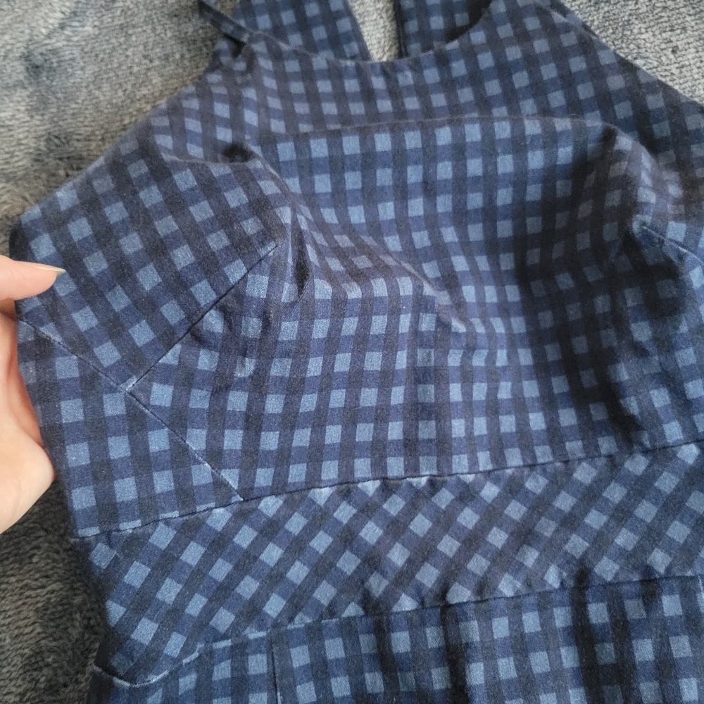 Banana Republic Navy and Light Blue Check Halter Sheath Dress - Picture 4 of 10
